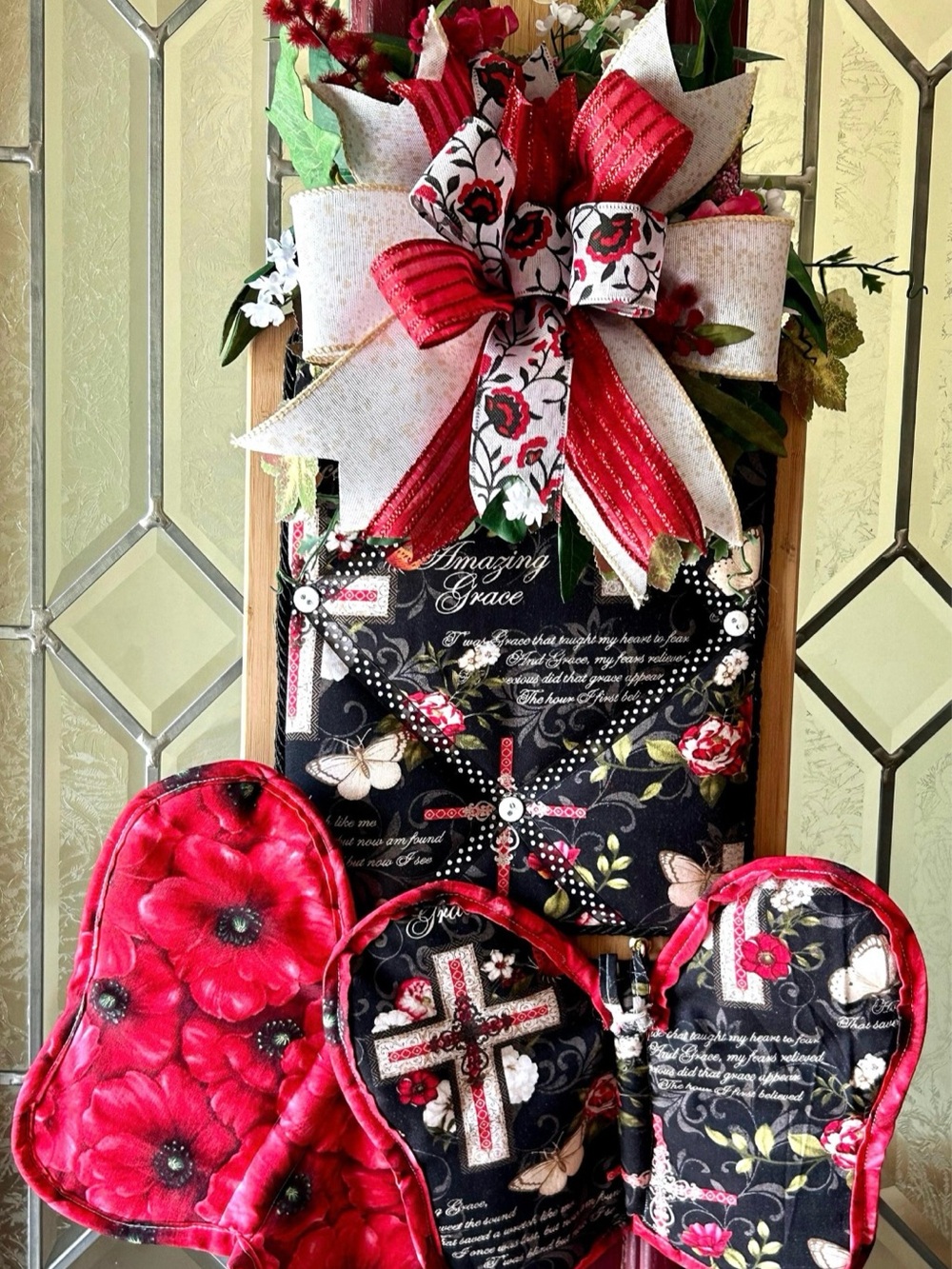 Amazing Grace Handmade Wall Memo Board Butterfly Potholders